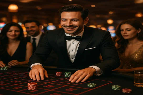 আলোয় ভরা রঙিন আর্কেড গেমিং পরিবেশ