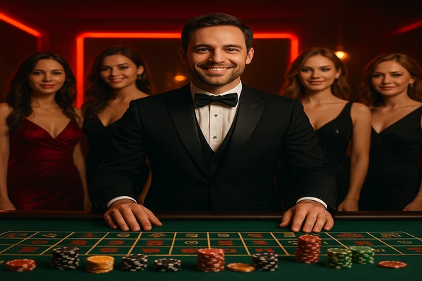 একজন পুরুষ অনলাইন গেমে জয় উদযাপন করছেন, আশেপাশে গেমিং প্রতীকগুলো ভেসে উঠছে